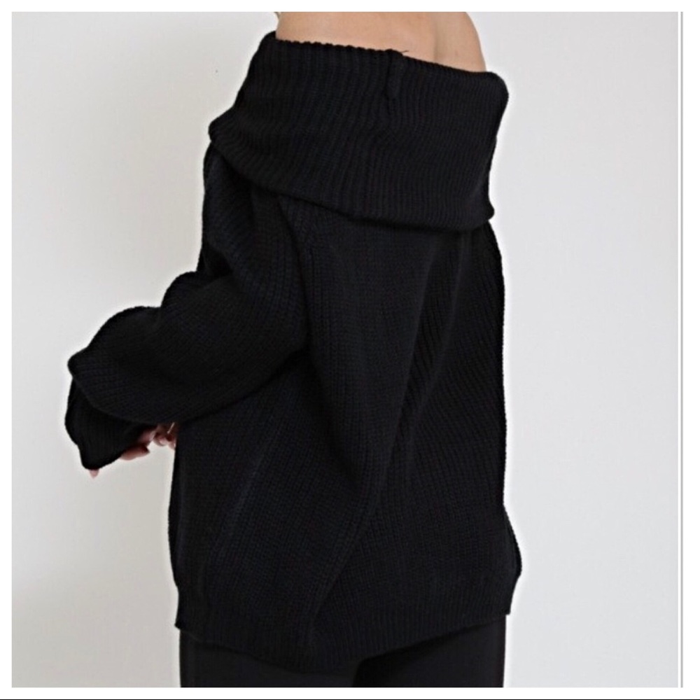 ✨LAST ONE✨Black off shoulder cowl neck sweater - Picture 2 of 2